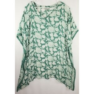 World Market Green Floral Kaftan One Size